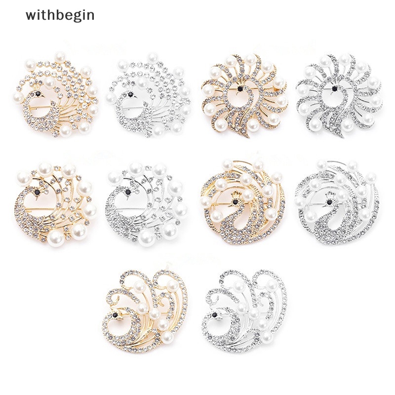 Ghim Cài Áo Hình Chim Công Đính Đá Pha Lê &amp; Ngọc Trai Cổ Điển