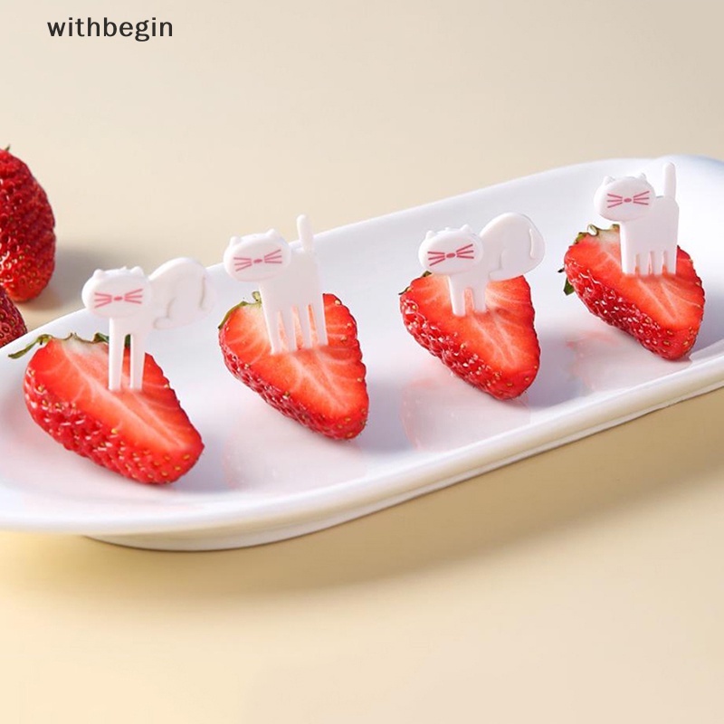 Bộ 6 Nĩa Ăn Trái Cây Tráng Miệng Hình Mèo Trắng Mini Dễ Thương Dùng Trang Trí Tiệc