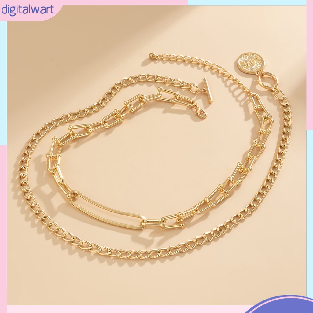 Vòng cổ Hai Lớp Mặt Hình Học Phong Cách Hip Hop Cho Nữ