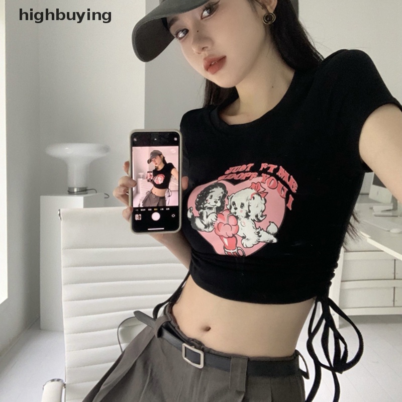 Áo Thun Lửng Ngắn Tay Cổ Tròn In Họa Tiết Thời Trang Dành Cho Nữ