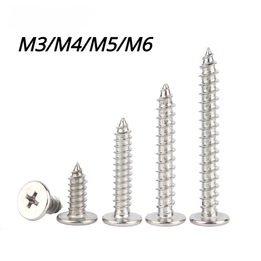 Vít Đầu Dẹt SUS304 Tự Dính Chuyên Dụng M3 / M4 / M5 / M6