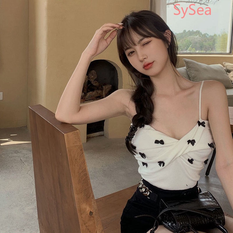 Áo Croptop Hai Dây Thắt Nơ Quyến Rũ Thời Trang Cho Nữ