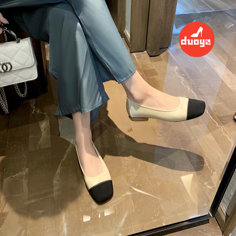 Tóc Thẳng ~ [Hàng Có Sẵn] Giày Búp Bê Mũi Vuông Đế Dày Mềm Mại Phù Hợp Với Mùa Hè Dễ Phối Đồ Cho Nữ