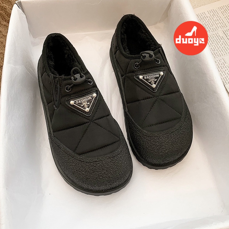 Duoya Giày Lười Lót Bông Dày Dặn Giữ Ấm Mùa Đông Phong Cách Mới 2022 Cho Nữ