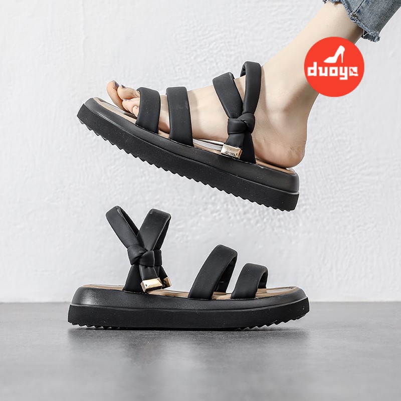Duoya Tóc Thẳng ~ [Hàng Có Sẵn] Giày Sandal Hai Cách Mang Đế Mềm Mại Thời Trang Cho Nữ
