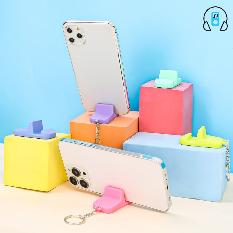 Giá Đỡ Điện Thoại / Máy Tính Bảng Mini Bằng PVC Có Móc Khóa Tiện Dụng