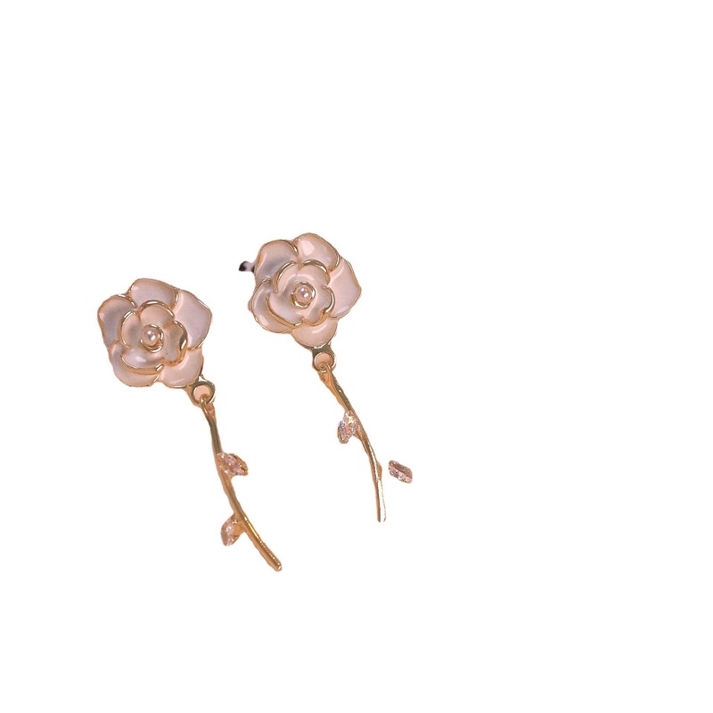 Bông Tai Mạ Bạc 925 Hình Cành Hoa Trà Phong Cách Hàn Quốc Thời Trang Cho Nữ