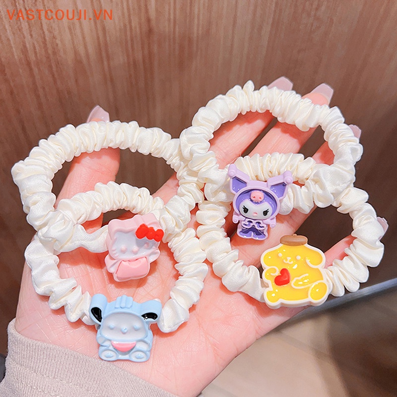 Dây Buộc Tóc Cao Su Hình Mèo Hello Kitty Mymelody Kuromi Purin Cinnamoroll Pachacco Dễ Thương Cho Nữ