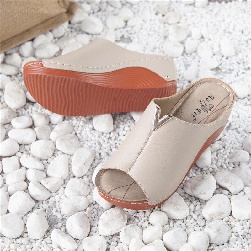Dép Sandal Đế Xuồng Dày Dặn Thoải Mái Phong Cách Retro Cho Nữ