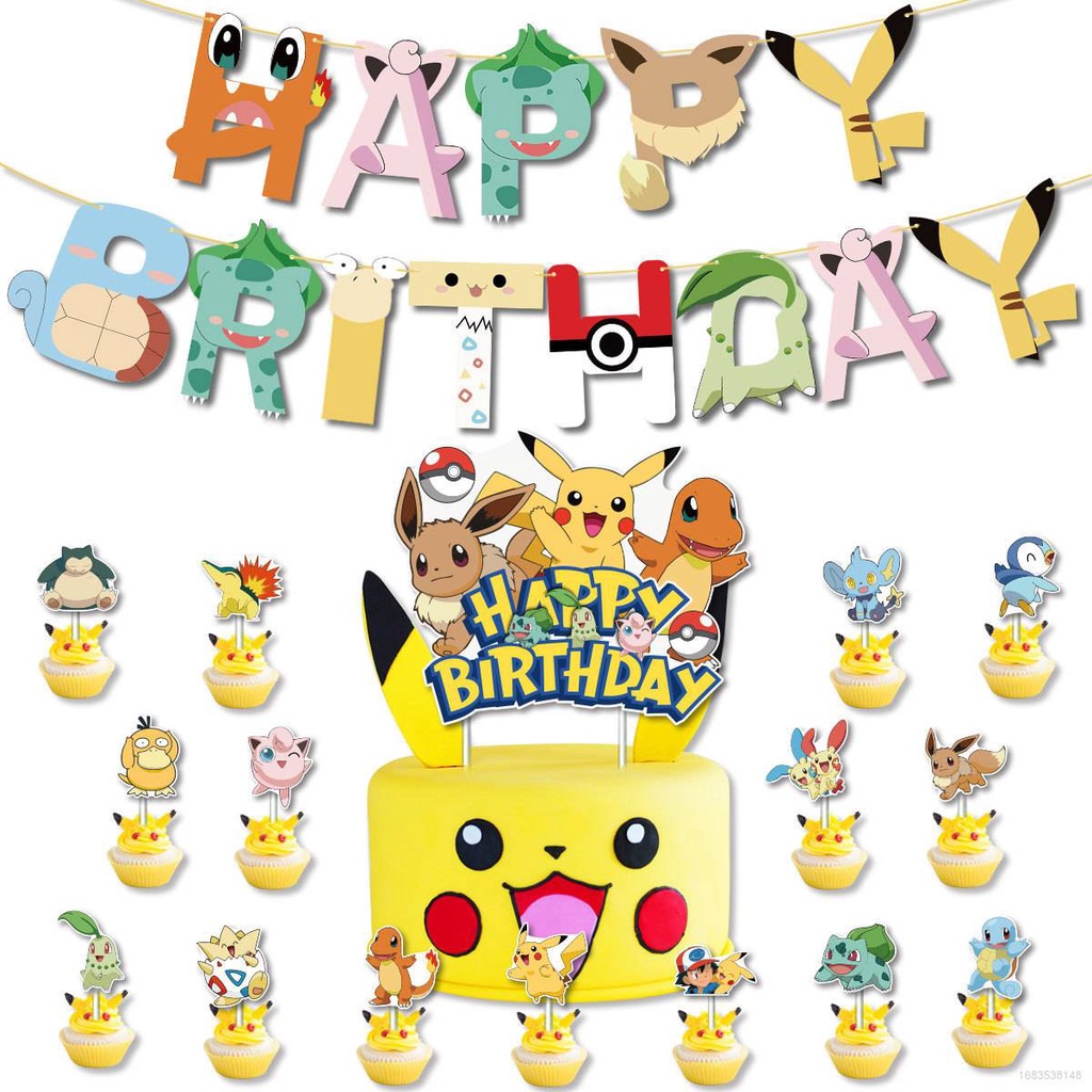 Bộ Que Cắm Trang Trí Bánh Sinh Nhật Chủ Đề Pikachu Pokemon Pokémon Cho Bé