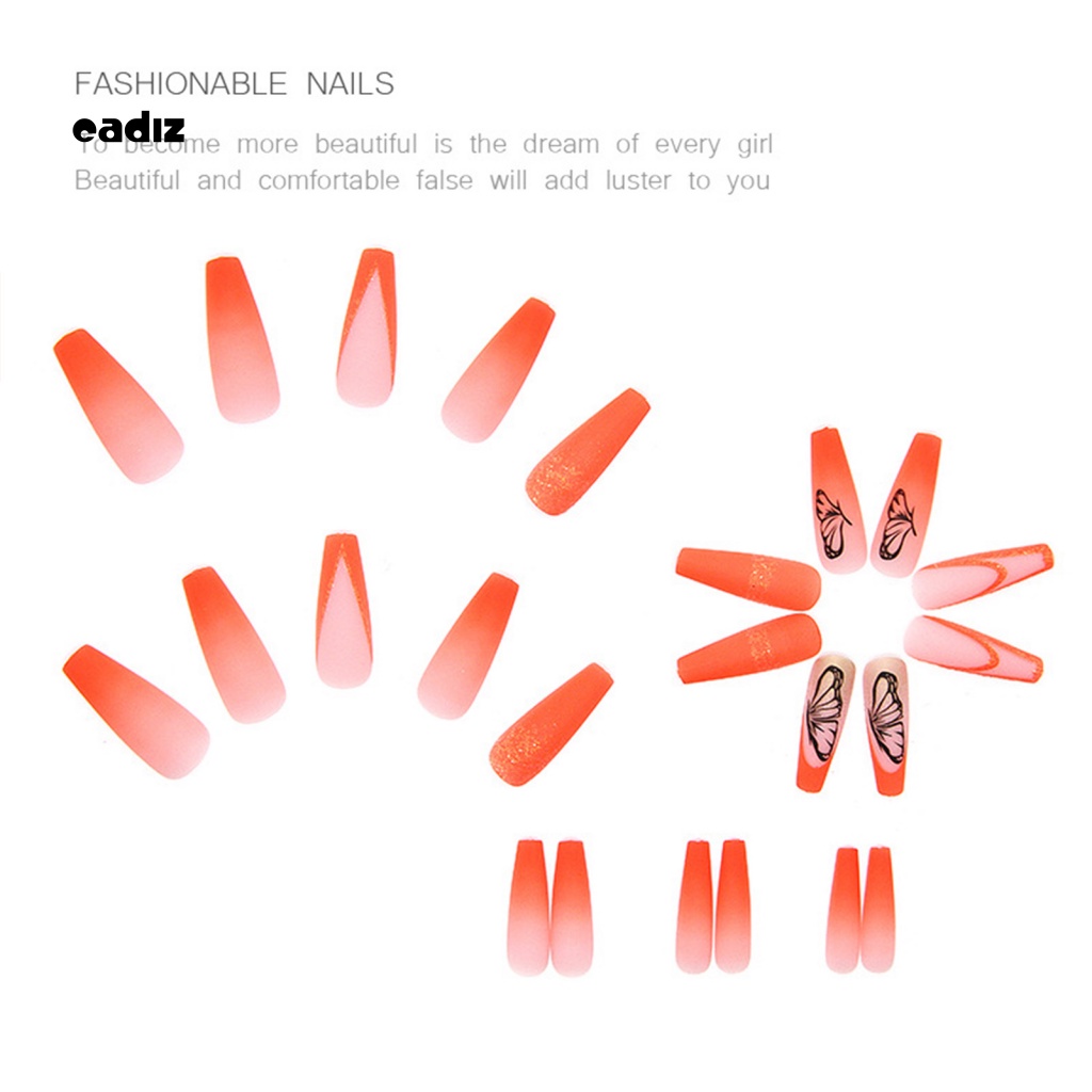 Bộ 24 Móng Tay Giả Che Phủ Toàn Diện Kèm Keo Dán Có Thể Tái Sử Dụng