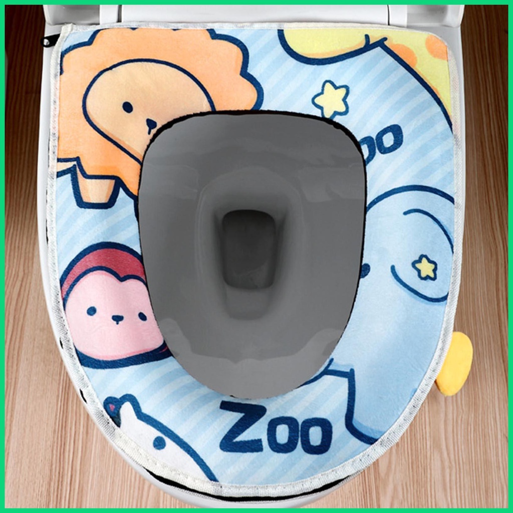 Đệm Lót Bồn Cầu Dày Dặn Họa Tiết Hoạt Hình Chống Thấm Nước Có Khóa Kéo Và Tay Cầm Tiện Dụng