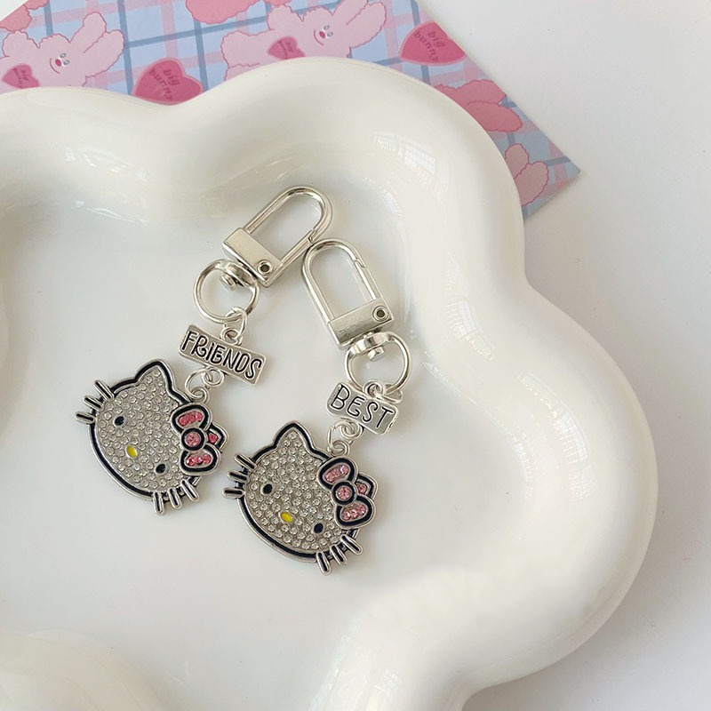 Móc Khóa Hình Mèo Kitty Đính Đá Hoạt Hình Dễ Thương