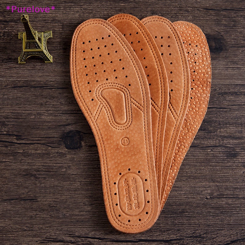 1 Cặp Đế Lót Giày Bằng Da Siêu Mỏng Thấm Hút Mồ Hôi Thoáng Khí Mới