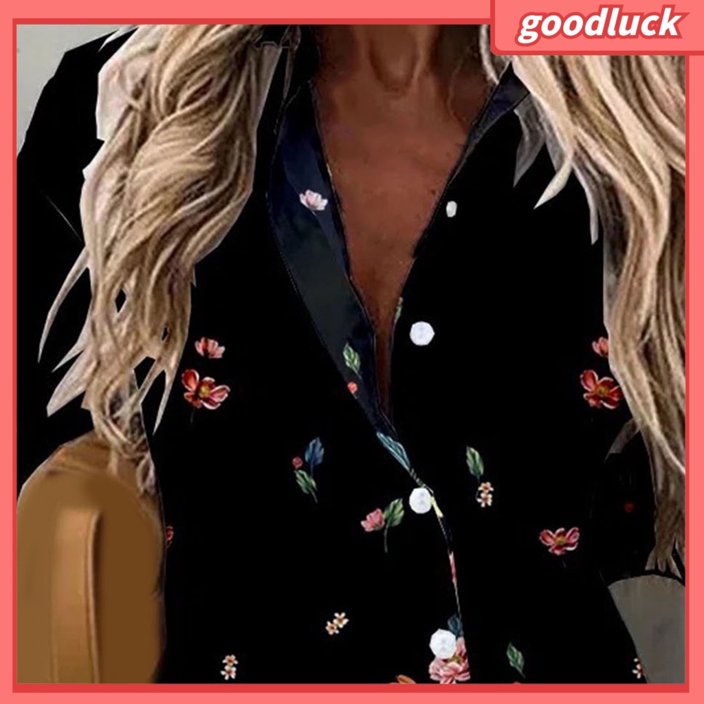Áo Sơ Mi Tay Dài Cổ Bẻ Cài Nút In Họa Tiết Hoa Ngọt Ngào Thời Trang Xuân Thu Cho Nữ