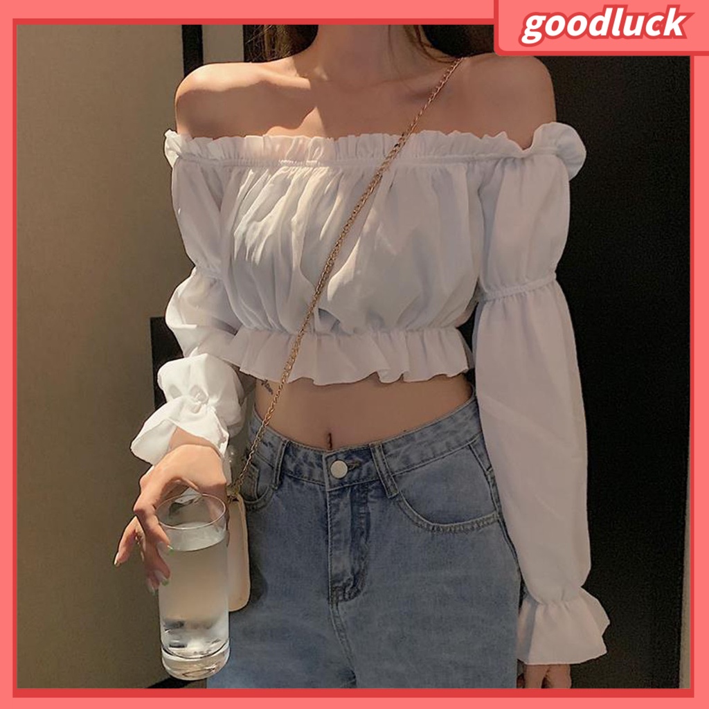 Áo Thun Tay Phồng Trễ Vai Thời Trang Dành Cho Nữ