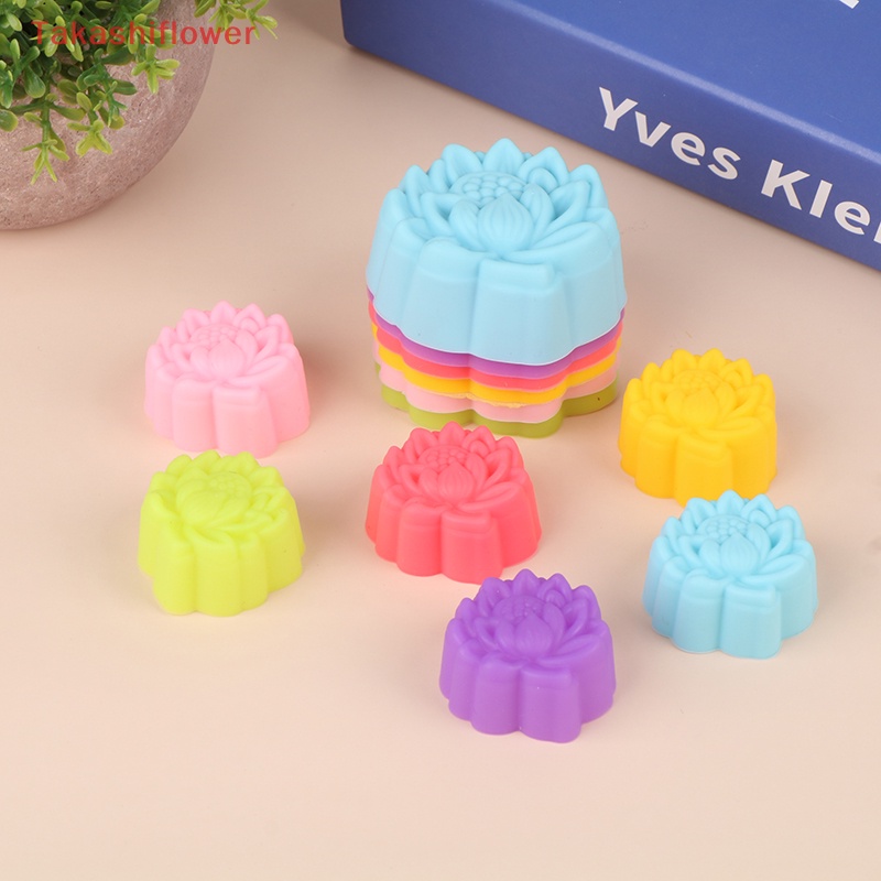 Bộ 5 Khuôn Silicone 3 / 5cm Hình Hoa Sen Làm Bánh Muffin Chống Dính Có Thể Tái Sử Dụng
