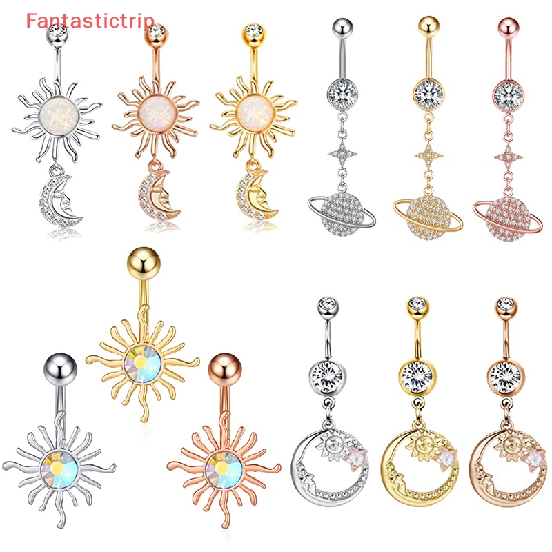 [Fantastictrip] Khuyên Rốn Đính Đá Zircon Mặt Trăng Hành Tinh Thời Trang Mới Cho Nữ