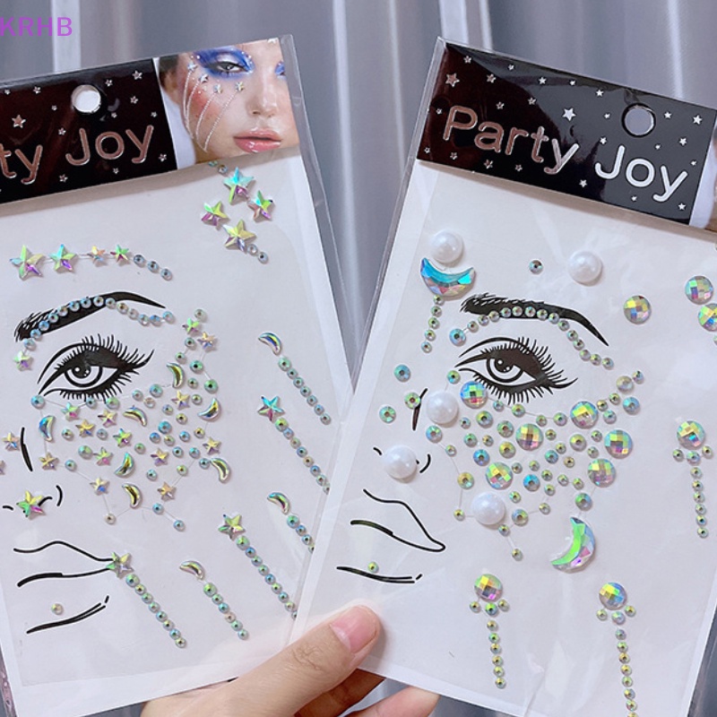 Miếng Dán Trang Trí Mặt / Mắt Họa Tiết Kim Cương Lấp Lánh Tạm Thời