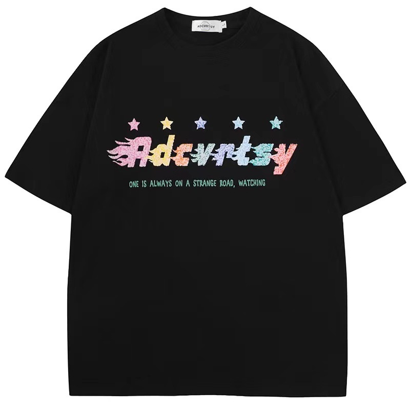 Áo Thun Cotton Ngắn Tay Dáng Rộng In Hình Ngôi Sao Thời Trang Mùa Hè Phong Cách Mới Cho Cặ