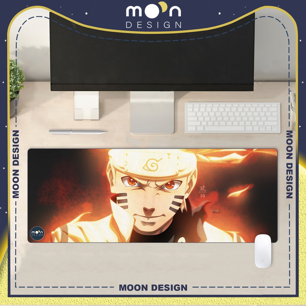 Miếng Lót Chuột Gaming in hình Anime Naruto Kurama-Mode Pad Decor bàn làm việc size Tròn 25/35/21x26/25x31
