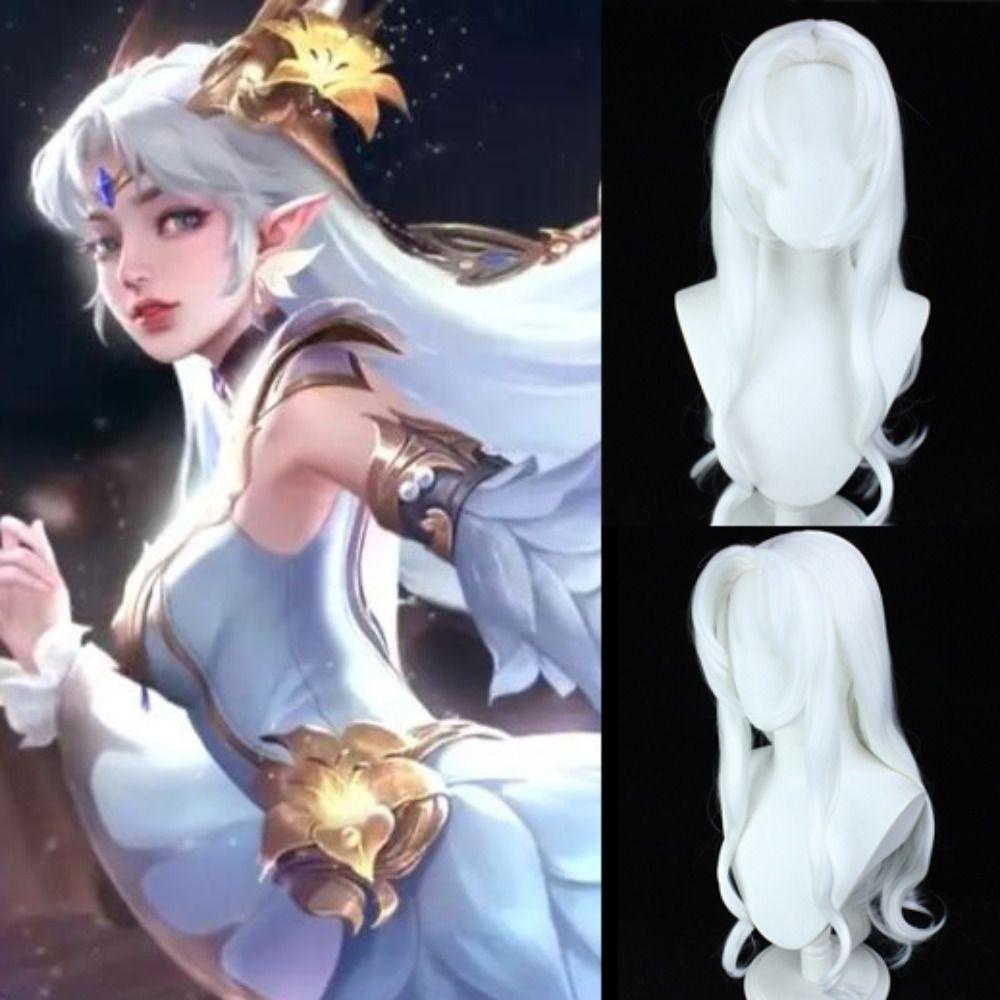 Bộ Tóc Giả Bằng Sợi Tổng Hợp Mềm Chịu Nhiệt Độ Cao Dùng Hóa Trang Nhân Vật Arena Of Valor 5v5 Arena WMES15H|Tóc Giả Màu Trắng