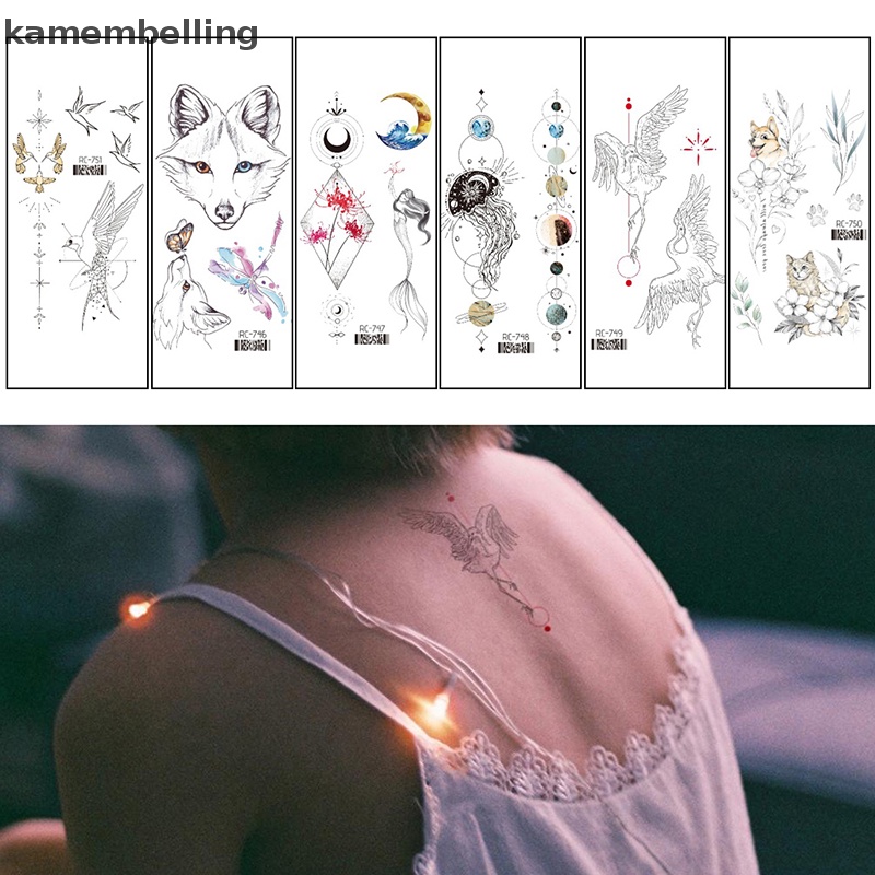 Kamembelling Hình Xăm Dán Tạm Thời Họa Tiết Động Vật Màu Đen Cho Nam Và Nữ