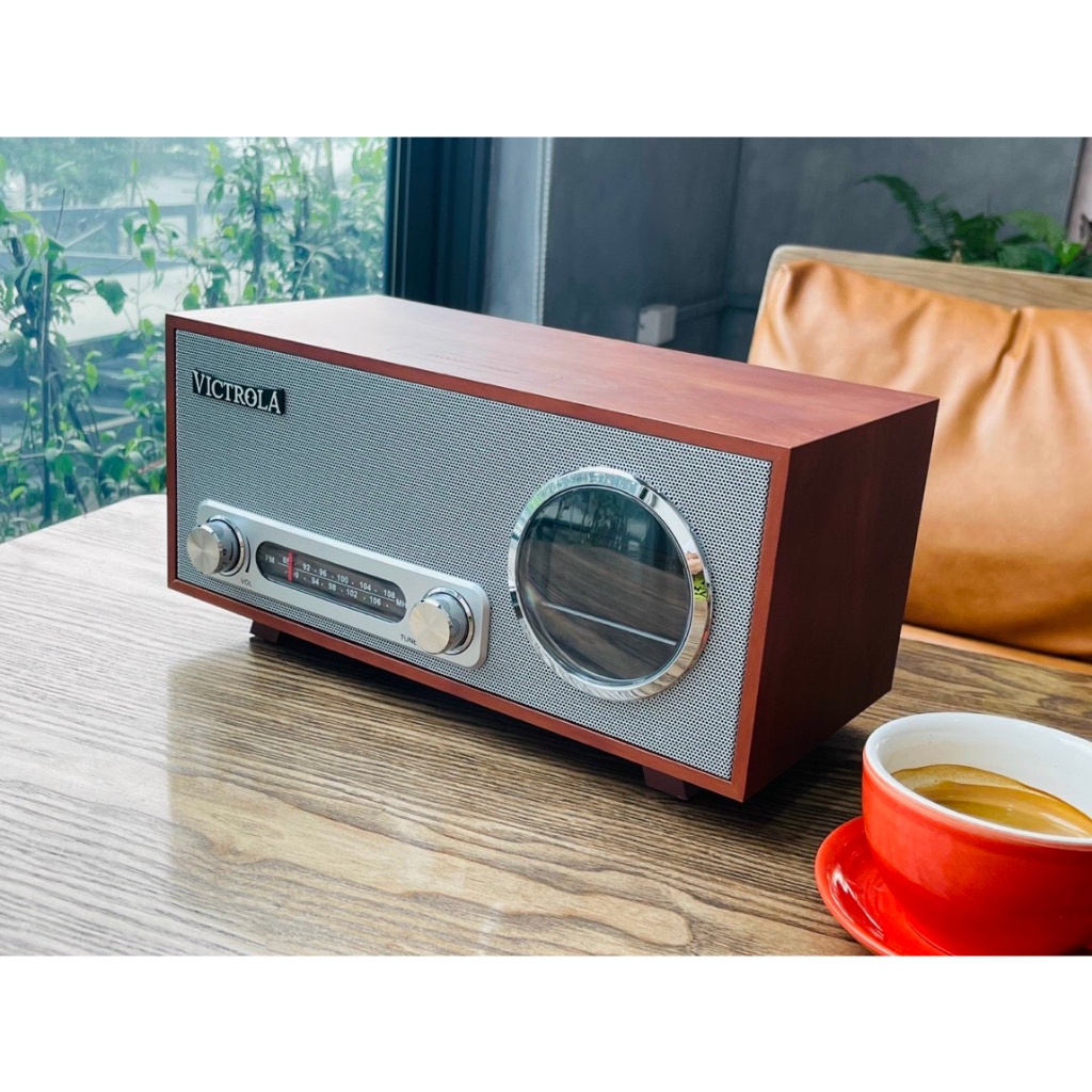 Loa bluetooth Victrola Âm thanh nổi có Đài FM đồng hồ kỹ thuật số âm siêu trầm