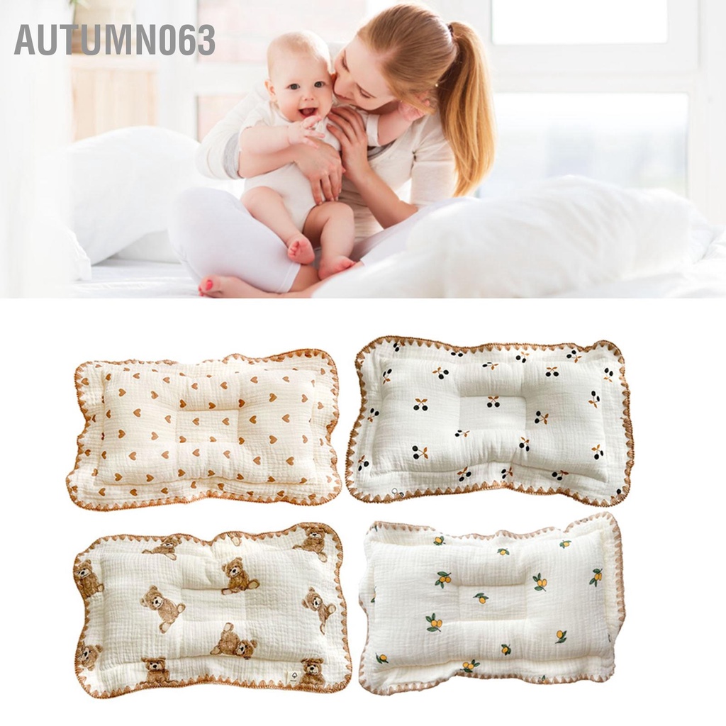 Autumn063 Gối Định Hình Đầu Cho Bé Hoạt Thiết Kế Phối Ren Thoáng Khí Thoải Mái Trẻ Sơ Sinh Từ 0 Đến 6 Tháng Tuổi