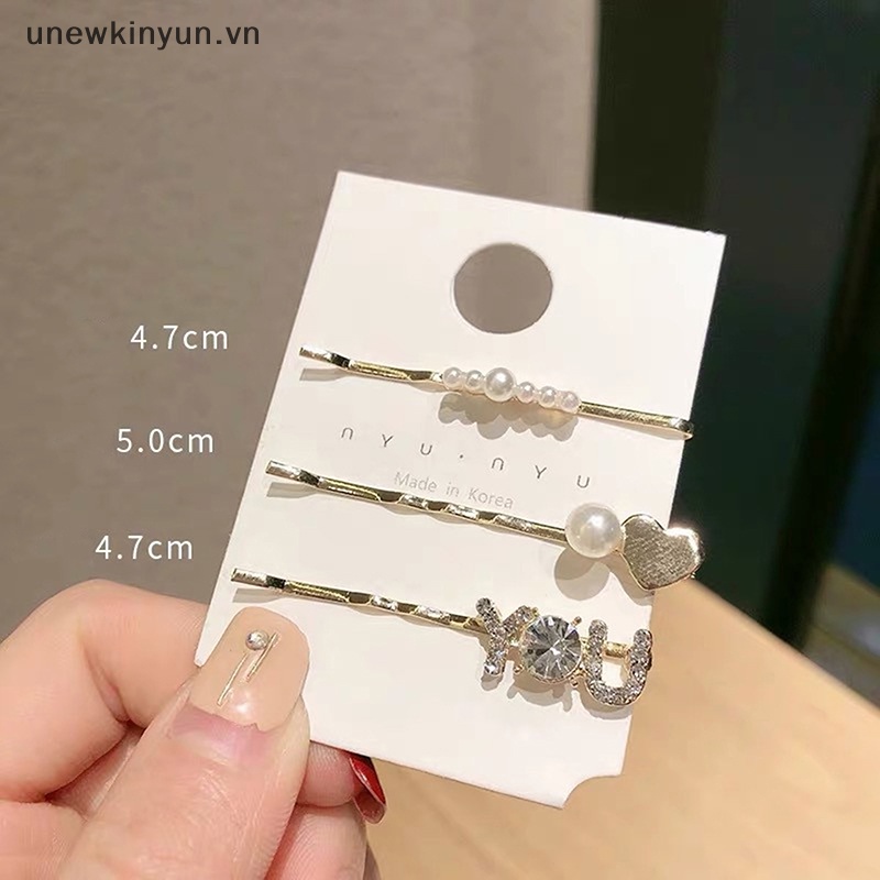 Set 3 Kẹp Tóc Đính Đá Phong Cách Hàn Quốc Cho Nữ