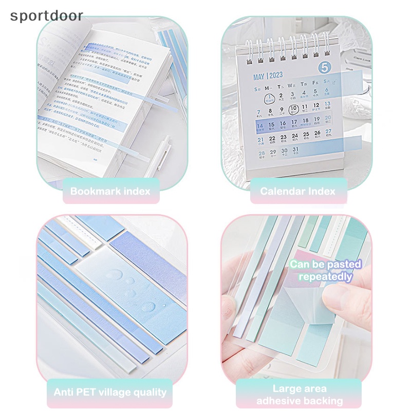 [sportoutdoor] 225 Tờ Giấy Ghi Chú Dính Trong Suốt Nhiều Màu Sắc Gradient Đáng Yêu Cho Học Sinh [out]