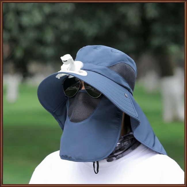 Mũ Chống Nắng Mùa Hè Có Quạt Lưới Thoáng Khí Bảo Vệ Mặt Cổ Cho Nam Khi Câu Cá / Leo Nú