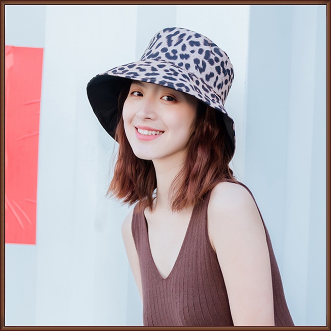 Mũ Tai Bèo Hai Mặt Chống Nắng Họa Tiết Da Báo Thời Trang Mùa Hè