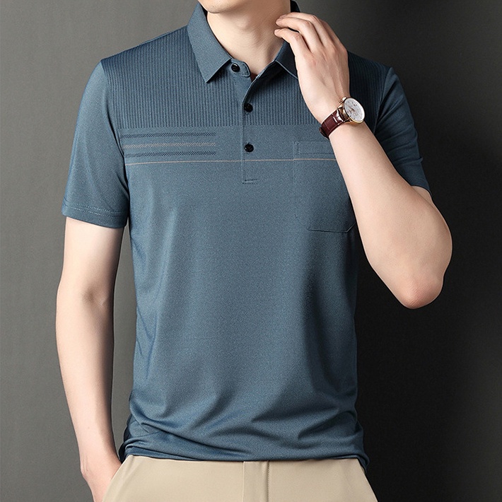 Áo Thun POLO Ngắn Tay Form Ôm Size Lớn Họa Tiết Kẻ Sọc Thời Trang Trẻ Trung