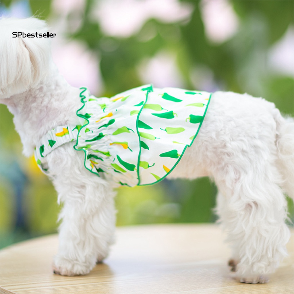 Spbestsellkr Đầm Cotton Dệt Kim Mịn Họa Tiết Quả Ớt Sáng Tạo Trang Trí Thú Cưng Mặc Hàng Ngày