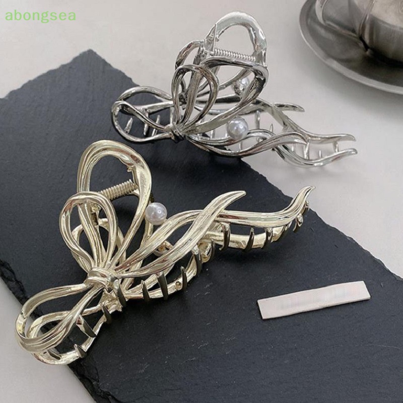 Kẹp Tóc Đính Ruy Băng Màu Vàng / Bạc Thời Trang Cho Nữ