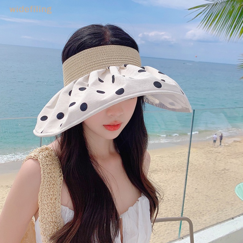 Nón Rộng Vành Chống Nắng Tia UV Mềm Mại Họa Tiết Chấm Bi Có Thể Gấp Gọn Dành Cho Nữ