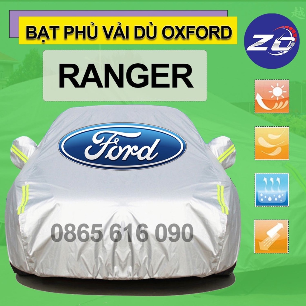 Bạt trùm xe bán tải Ford Ranger vải dù oxford cao cấp áo trùm che phủ xe hơi, bạc phủ xe ô tô chống nóng,mưa