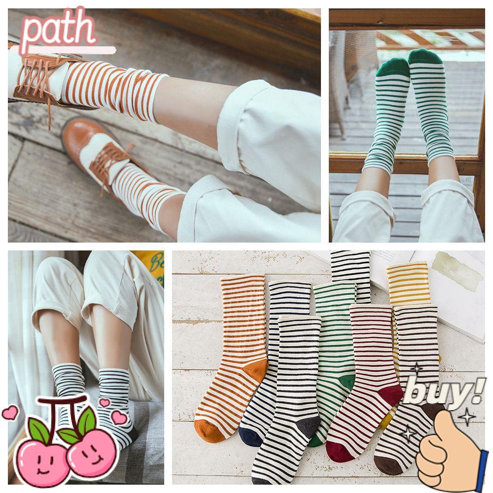Đôi Vớ Co Giãn Họa Tiết Kẻ Sọc Dễ Thương Dành Cho Nữ