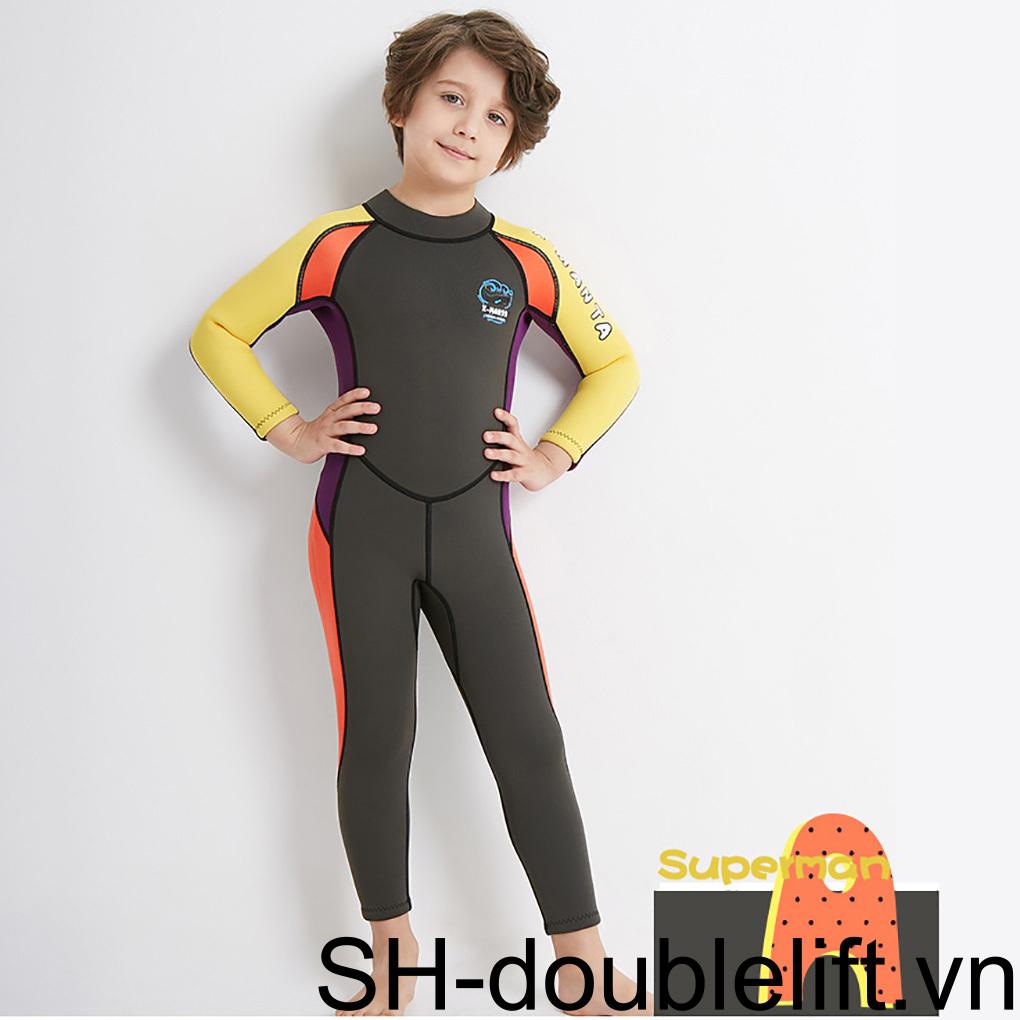 Bộ Đồ Bơi Lặn Chống Trầy Xước Chống Tia UV Dày 5MM Có Khóa Kéo Sau Lưng Cho Bé