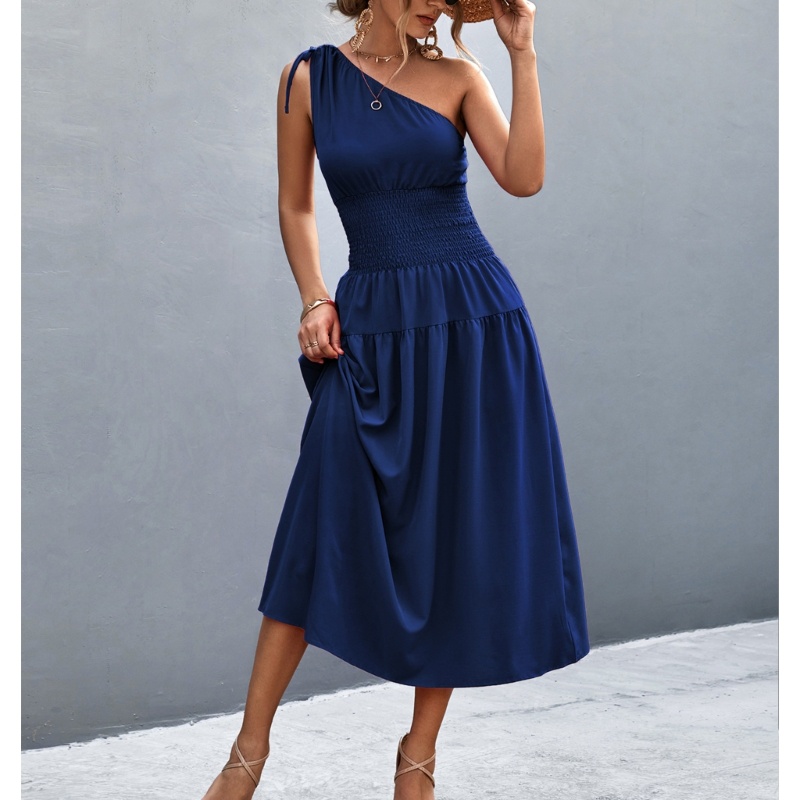 Xiangbao Đầm Không Tay Thắt Nút Sau Vai Phong Cách Boho-Maxi Mùa Hè Giản Dị Dành Cho Nữ