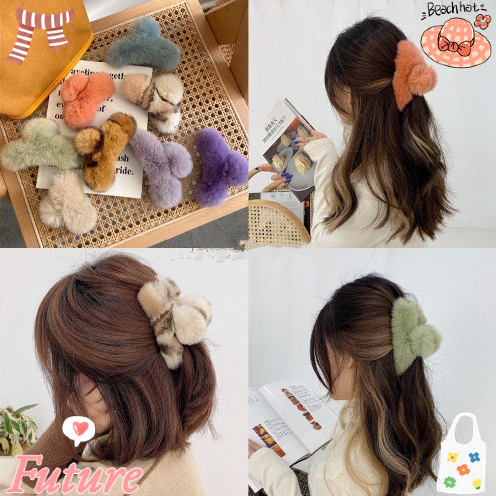 Kẹp Tóc Càng Cua / Cá Mập Phủ Lông Xù Thời Trang Cho Nữ