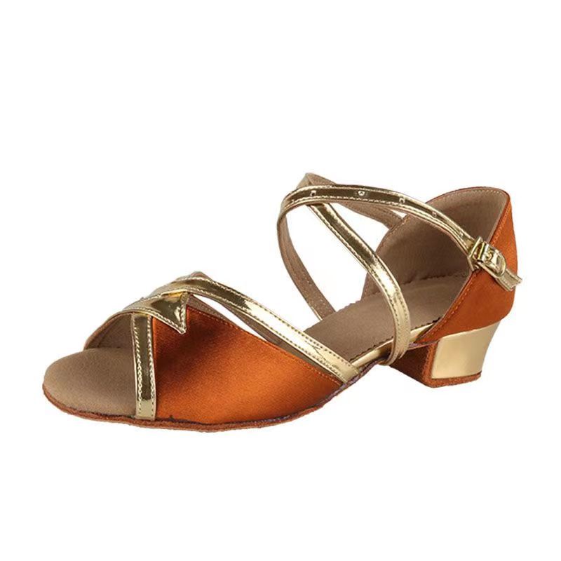 Giày Khiêu Vũ Latin Đế Mềm Gót Vừa Dành Cho Bé Gái