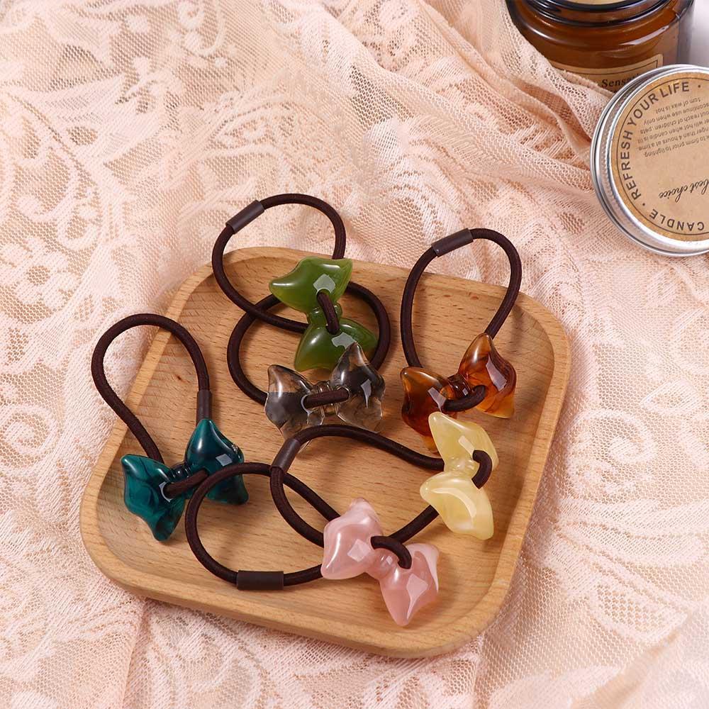 Dây Buộc Tóc Đuôi Ngựa Cao Su Đính Hoa Phong Cách Vintage Thanh Lịch Dành Cho Nữ