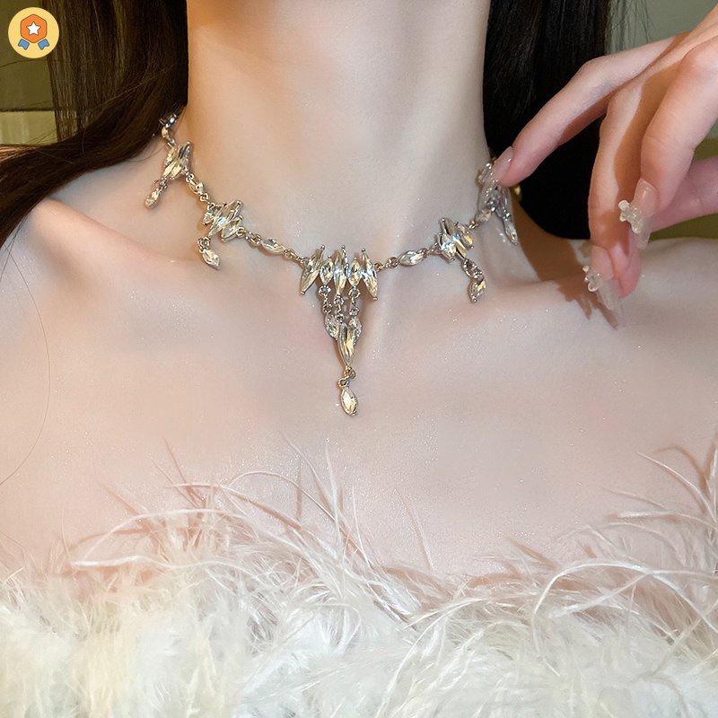 Vòng cổ Mặt Hình Giọt Nước Đính Đá Zircon Y2K Lấp Lánh HYJP2