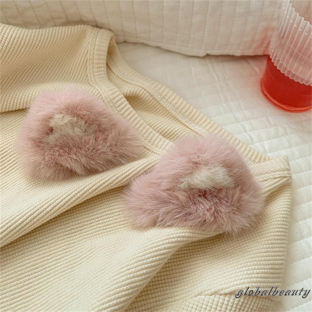 Kẹp Tóc Tai Thỏ Phối Lông Dễ Thương Dành Cho Nữ