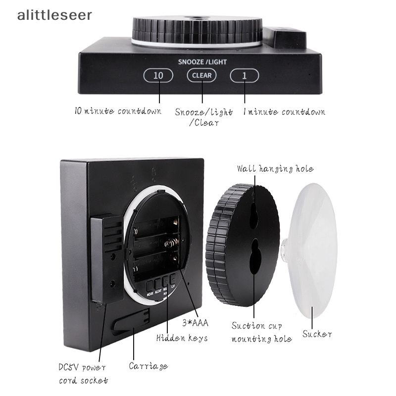 Đồng Hồ Báo Thức Kỹ Thuật Số 5in Gắn Tường Hiển Thị Nhiệt Độ Và Độ Ẩm