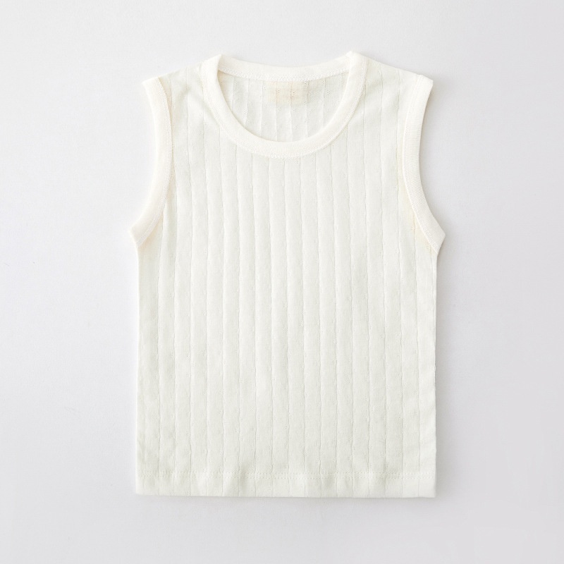 Áo Ba Lỗ Cotton Mềm Mại Màu Trơn Phối Lưới Thoáng Khí Thời Trang Mùa Hè Cho Bé 0-10 Tuổi