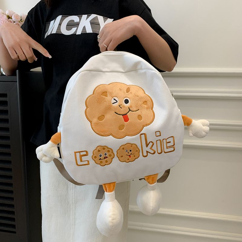 Balo Vải Canvas Cỡ Lớn In Hình Bánh Quy Dễ Thương Thời Trang 2023 Cho Nữ