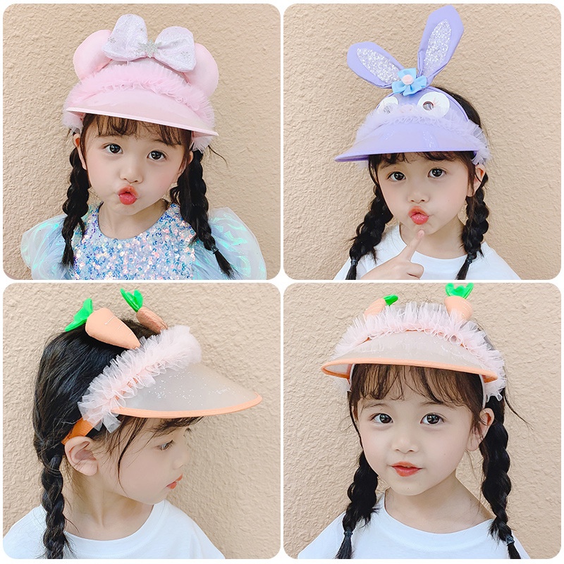 Mũ Lưỡi Trai Hở Chóp Che Nắng Chống Tia Cực Tím In Hoạt Hình Dễ Thương Cho Bé